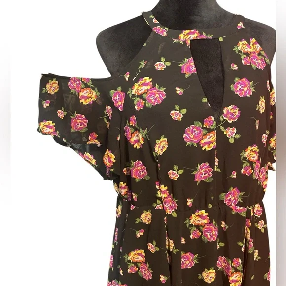 Torrid Floral Black Cold Shoulder Dress - Picture 2 of 9